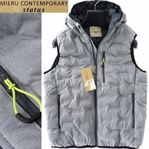 新品 ミエル 秋冬 ストレッチ ジャージー 中綿 ベスト M 灰 【AZ02-06220S_GRAY】 MIERU フーディー ブルゾン ジャケット メンズ_画像2