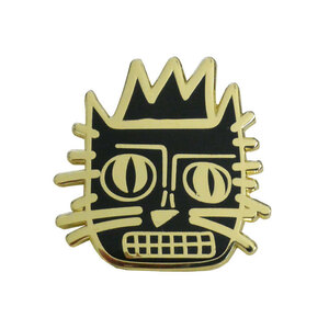  再入荷!【アメリカ買付/新品/即決】Jean-Michel Basquiat/ cat/黒猫/ピンバッジ/ピンズ/ブラック/バスキア/N.Y.ポップアート(ar-032)