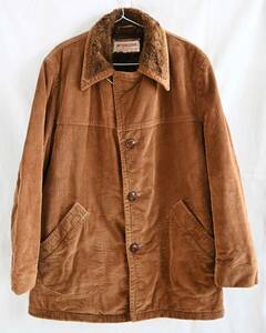  быстрое решение [70's Vintage /McGREGOR] вельвет & боа ranch coat /40/ Brown / America производства / кожа ... кнопка / старый бирка (jt-241-8)