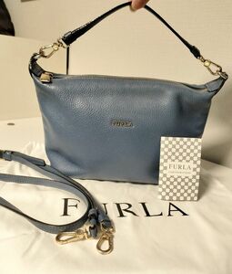 FURLA　フルラ　SOPHIE　ソフィー　2wayショルダーバッグ　ハンドバッグ　レザー　ブルーグレー　くすみブルー　青