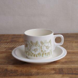 ヴィンテージ 食器 陶器 ホーンジー コーヒーカップ ソーサー フルール 白 花柄 HORNSEA Fleur #230930-2 ひなげし ボタニカル イギリス