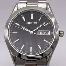 1円～　ネイビー　デイデイト　セイコー SEIKO　クオーツ　スピリット　7N43-9080　ジャンク品　アナログ腕時計　W47-3_画像1