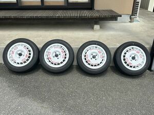 OZラリー　14インチ6J+41 PCD100-4H粉体塗装済+DUNLOP DIREZZA ZⅢ 175/60R14 21年製5分山4本