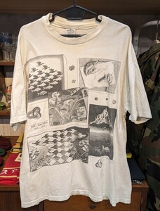 柄が多い1枚！エッシャー MC ESCHER マルチ Tシャツ XL ビンテージ VINTAGE オールド USA製 90s だまし絵 当時物 C1991 レア デザイン