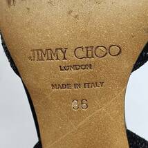 JIMMY CHOO ジミーチュウ オープントゥ パンプス ハイヒール グリッター ブラック サイズ 36 / 23.5cm レディース 【良品】 U2401K401_画像8