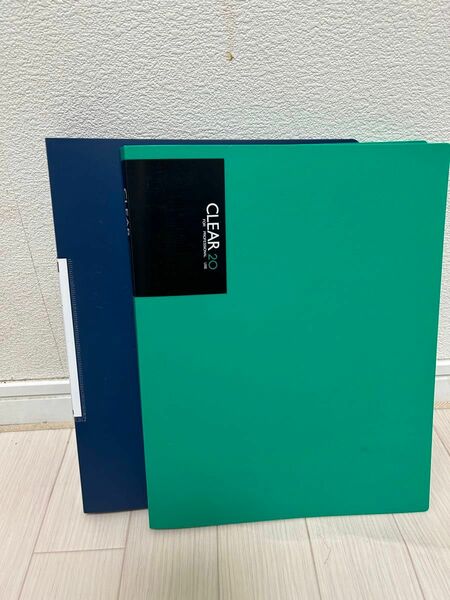 アスクル丸型リングファイルＡ4サイズ&セキセイクリアポケットファイルＡ4サイズ20ページセット　文房具　青緑　グリーンブルー日本製