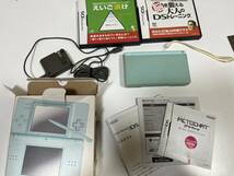 ☆ジャンク品☆　Nintendo　DS Lite　ソフト2個　セット　水色　えいご漬け　脳トレ_画像1