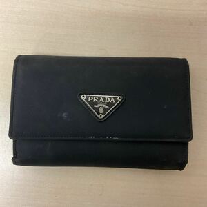 営HG89-60A PRADA プラダ ウォレット 三つ折財布 ナイロン ブラック 黒 ファスナー破損