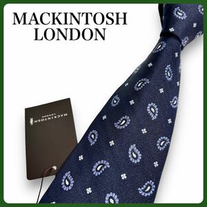 【未使用品】マッキントッシュロンドン ペイズリー シルクネクタイ 日本製 大剣幅8cm 総柄 三陽商会 MACKINTOSH LONDON 送料無料