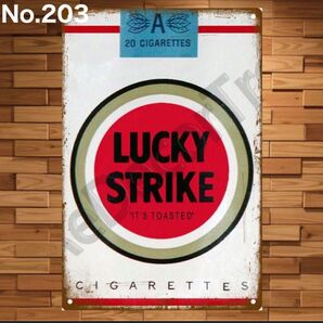 ブリキ看板　ラッキーストライクLUCKYSTRIKE ガレージ雑貨　愛煙家　cigarette 喫茶店　昭和レトロNo.203