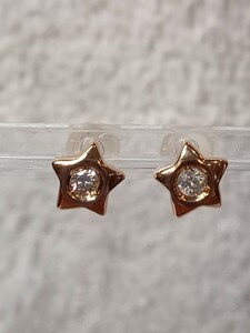 ☆k18pg★天然ダイヤ0.06ct☆ピアス★14