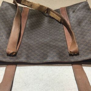 CELINE セリーヌ マカダム柄 ハンド トートバッグ レザー ブラウン ショルダーダメージ大 現状品/ジャンク品の画像6