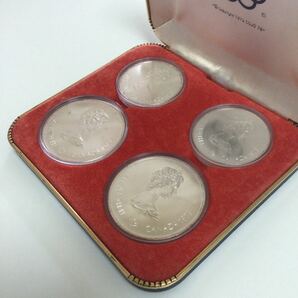 1972年 モントリオールオリンピック カナダ銀貨 記念コイン 5ドル 10ドル 4枚セット ケース/箱付き 現状品の画像7
