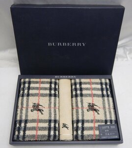 BURBERRY バーバリー☆フェイスタオル 2枚（34×75cm）ミニテリー 1枚（25×25cm） セット☆未使用品 箱入り☆Z0115608