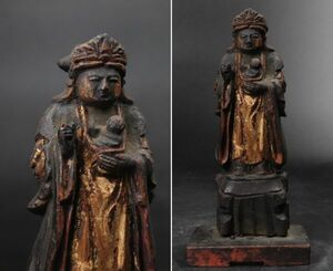 仏教美術 江戸期 木彫 彩色 鬼子母神像 仏像 TK041