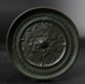 鎌倉時代 和鏡 古鏡 銅鏡 亀鶴紋鏡 TK037