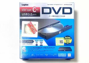 新品同様★ロジテック　Logitec Type-C対応 外付けポータブルDVDドライブ★LDR-PML8U3CLBK