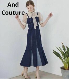 And couture デニムキャミワンピース　ロング丈　バックリボン