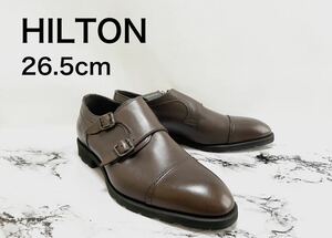 HILTON ヒルトン 新品タグ付 26.5cm 定価約24000円 靴 革靴 　モンクストラップ　ブラウン