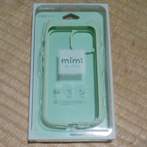 iPhone13 mimi GLASS 7060IP261HB（リラックスグリーン）ねこ耳