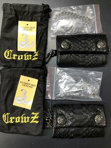 HB9327　 Crowz　クローズ　５連キーケース　パイソン　2個 　キーケース　 メンズ レザー　ウォレットチェーン付　 未使用品