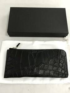 HG4924 long wallet leather crocodile L character fastener type BLACK exclusive use sack * box attaching unused goods 