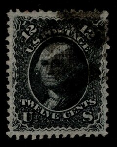  America stamp 1861 year series 12c Washington, grill entering, used,APS expert evidence attaching (#90)