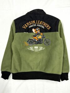 VANSON×TOM and JERRY トムとジェリー バンソン コラボ フリース ZIP ジャケット TJV-2336 オリーブ Lサイズ