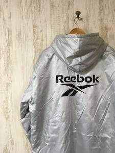 412☆【裏ボア ベンチコート】Reebok リーボック サッカー フットサル 等 スポーツウェア ライトグレー L