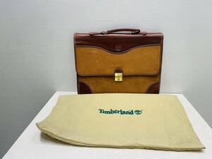 M2806 1円～ Timberland ティンバーランド ビジネスバッグ レザー バッグ 鞄 茶系 ハンドバッグ 保存袋