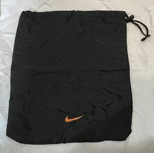 未使用 ナイキ NIKE ナイロン袋 巾着袋 収納袋 1 ブラック/黒 約33cm×42cm シューズ バック