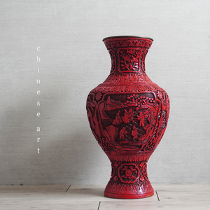 中国 美術 堆朱 壺 約50㎝ インテリア ディスプレイ アート 彫刻 花瓶 仏具 フラワー ベース 花器 茶道具 札幌
