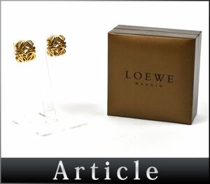 165818◆美品 LOEWE ロエベ アナグラム イヤリング アクセサリー GP ゴールド レディース ケース スクエア ファッション ケース付/ E