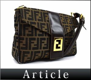 165374◇ FENDI SAS フェンディ ズッカ ショルダーバッグ 鞄 肩掛け 26434 ナイロン レザー 革 ブラウン ヴィンテージ レディース/ B