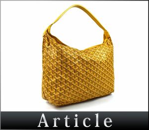 165777◆ GOYARD ゴヤール ヘリンボーン柄 フィジー ショルダーバッグ ワンショルダー ゴヤールディン レザー イエロー レディース/ B