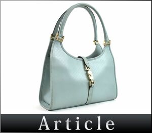 165749〇 GUCCI グッチ ジャッキー マイクログッチシマ ショルダーバッグ 肩掛け 002・1068 レザー ブルー 水色 レディース/ B