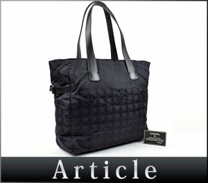 166539◆ CHANEL シャネル ニュートラベル トートGM トートバッグ 7番台 A15825 ナイロン レザー 革 ブラック レディース/ B