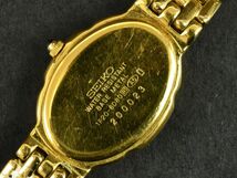 H0224□動作確認済 SEIKO セイコー エクセリーヌ 腕時計 クォーツ 2針 オーバル 1F20-6D80 シェル ダイヤベゼル GP レディース/ D_画像9
