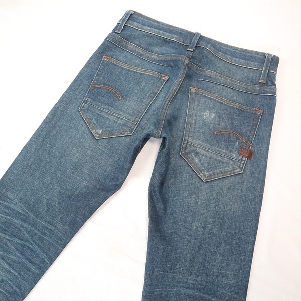 G-STAR RAW ジースターロウ D-STAQ ジースタック 5-pkt Zip Slim ダメージ加工ストレッチジーンズ ストレートデニム メンズ W27 S相当