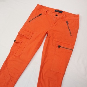  rare color POLO RALPH LAUREN Polo Ralph Lauren stretch cargo pants work pants orange lady's slim strut size 4 M corresponding 