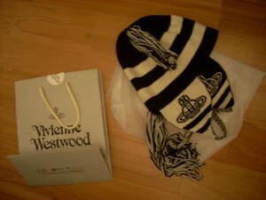 Vivienne Westwood　日本国内正規品　本物　ORBフラップ付きワッチ　ニット帽　極美品　フリーサイズ　紺　白