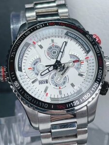 新品 DOMINIC ドミニク 正規品 機械式 自動巻き メカニカル 腕時計 マルチカレンダー インナーベゼル アンティーク コレクション ホワイト