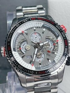 新品 DOMINIC ドミニク 正規品 機械式 自動巻き メカニカル 腕時計 マルチカレンダー インナーベゼル アンティーク コレクション グレー