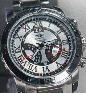 新品 DOMINIC ドミニク 正規品 機械式 自動巻き メカニカル 腕時計 ビックデイト パワーリザーブ レトログラード式 コレクション シルバー