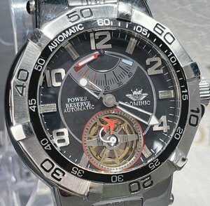 新品 DOMINIC ドミニク 正規品 機械式 自動巻き メカニカル 腕時計 パワーリザーブ パイロットギミック コレクション ブラック　メンズ
