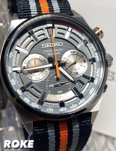 新品 SEIKO セイコー 正規品 腕時計 クロノグラフ カレンダー アナログ腕時計 ビジネスウォッチ タキメーター カジュアル ナイロンベルト