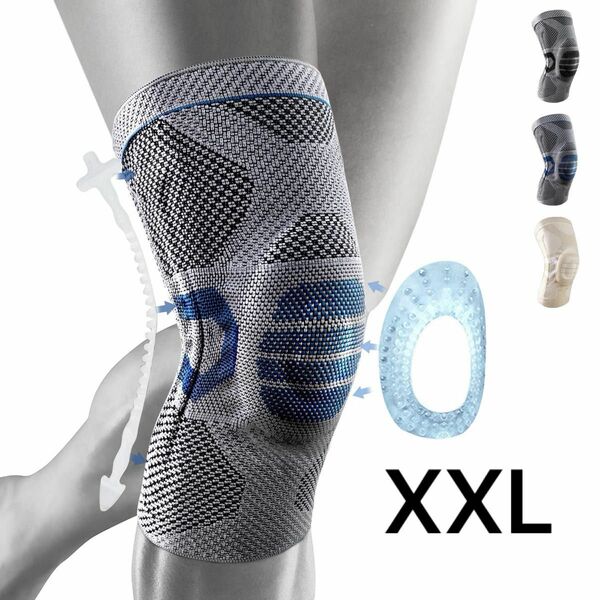 【XXL】薄手 膝サポーター 夏用半月板サポーター 靭帯損傷 ひざ用サポート