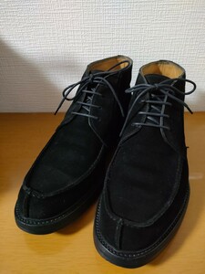 サイズ：41(25.5)　YAMANE DELUXE 　ヤマネデラックス スエード ブーツ　ブラック　革靴　黒　レザー シューズ