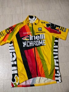 サイズ：M　美品 イタリア製　チネリ 2017 Team Cinelli Chrome Racing Jersey　半袖サイクルジャージ　