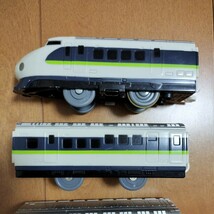 【中古品　動作確認済】⑩プラレール　0系新幹線　こだま　フレッシュグリーン　4両セット　　　鉄道　トミー　山陽新幹線　JR西日本_画像2